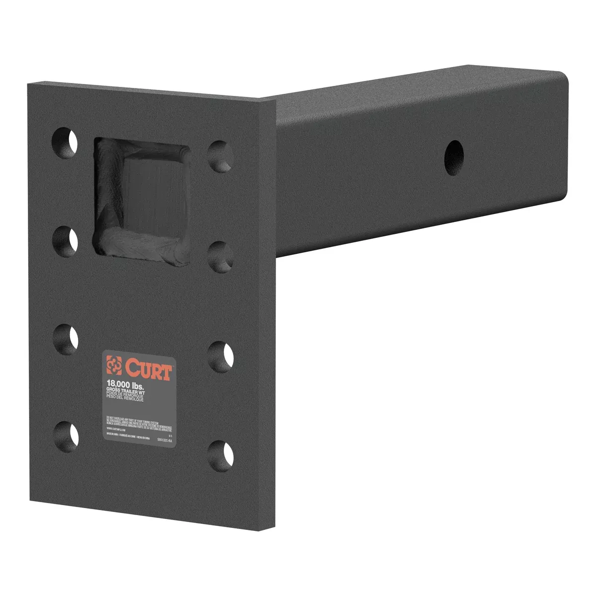 CURT Adjustable Pintle Mount for 2-1 /2-Inch Hitch Receiver, 18,000 lbs, 6-1 /2-Inch Drop, 8-Inch Length Model 48329
