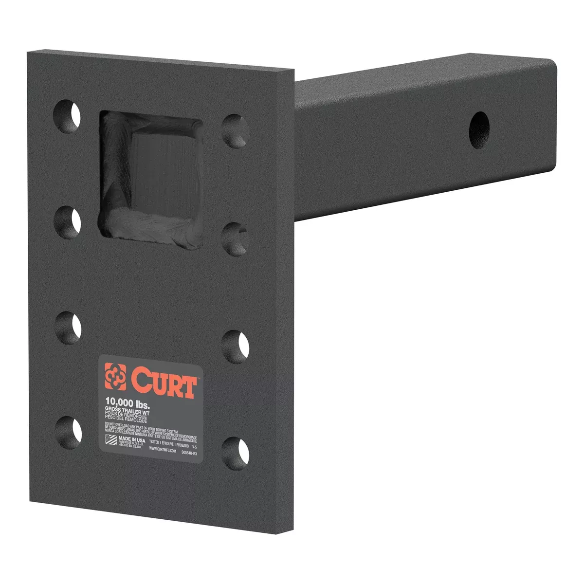 CURT Adjustable Pintle Mount for 2-Inch Hitch Receiver, 10,000 lbs, 6-1 /2-Inch Drop, 8-Inch Length Model 48324